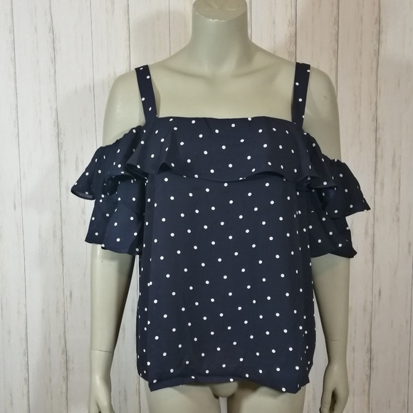 J. Crew Tops - J CREW Polka Dot Ruffle Tank Top Plus Size 16